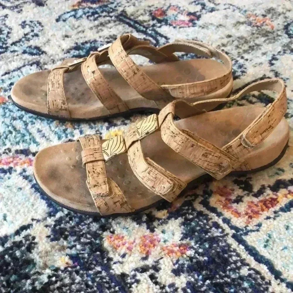 VIONIC Amber Adjustable Gold Cork Sandals - Picture 6 of 13